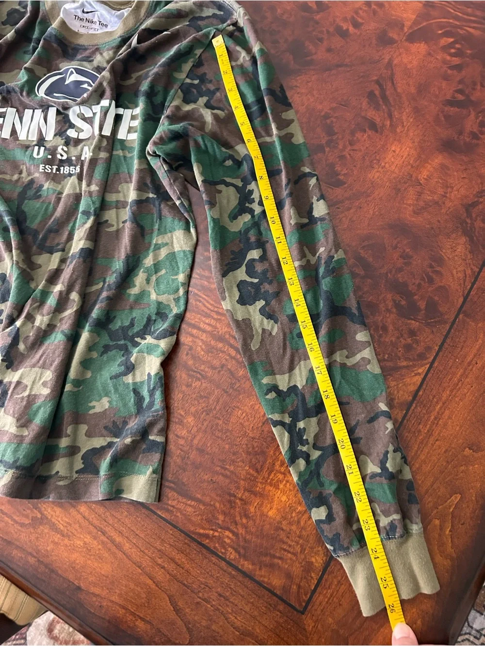 Penn State The Nike Tee Long Sleeve Shirt Mens S Camo Dri-Fit Flag USA